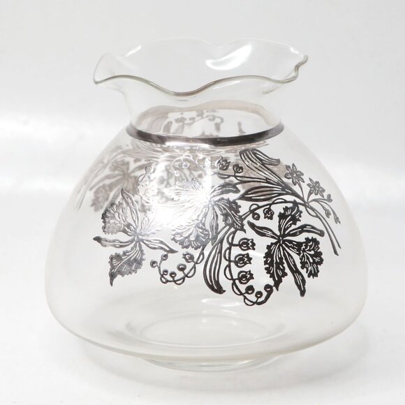 Vintage Silver City Sterling Silver Overlay Floral Glass Vase Ruffled Edge Bowl - Picture 7 of 10